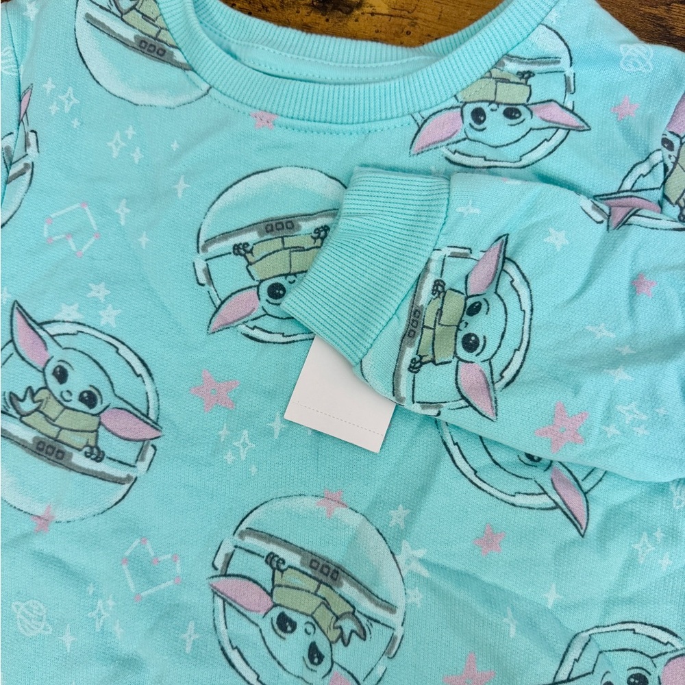Star Wars Toddler Yoda With Stars Sweatshirt - Aruba Blue - Size: 2T